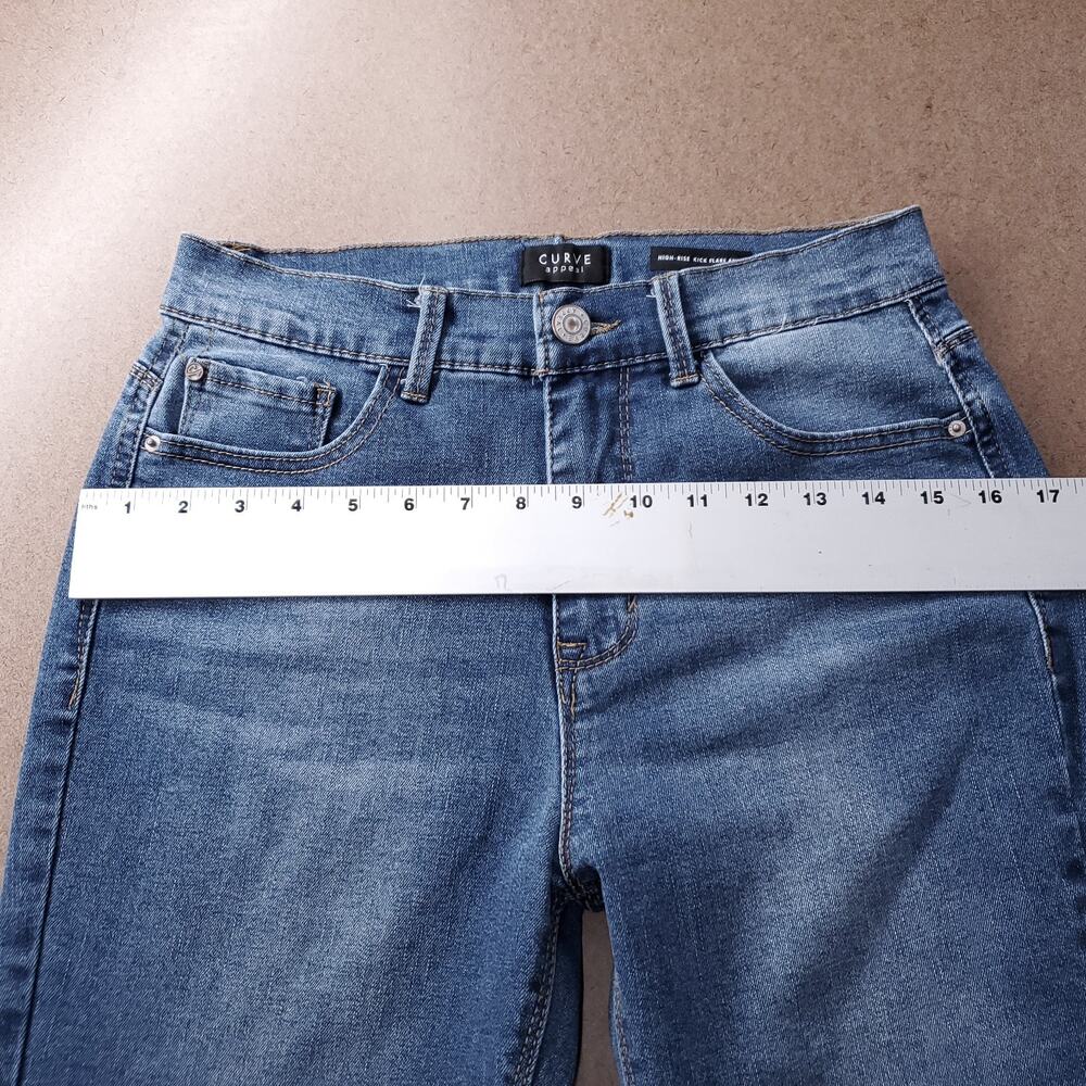 Curve Appeal High Rise Kick Flare Ankle Jeans Faded Stretch Women 6 Blue - Picture 10 of 11